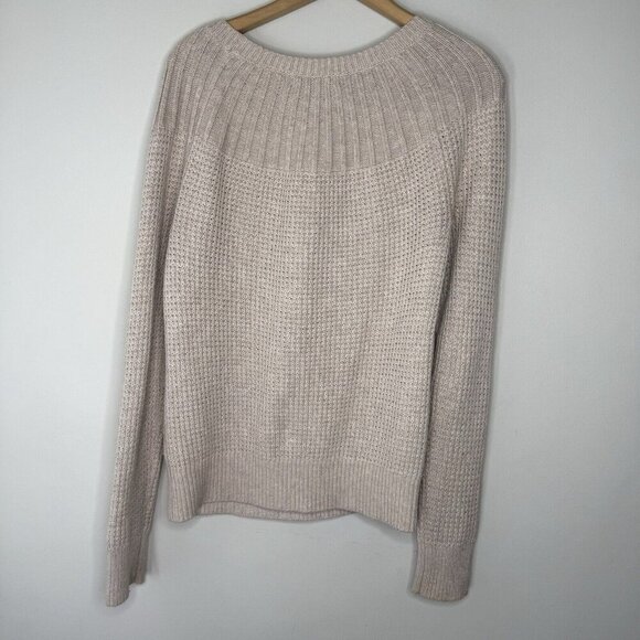 Banana Repulic Cream Waffle Knit Sweater Sequined Women’s Size Small Y2K Warm - Picture 3 of 5